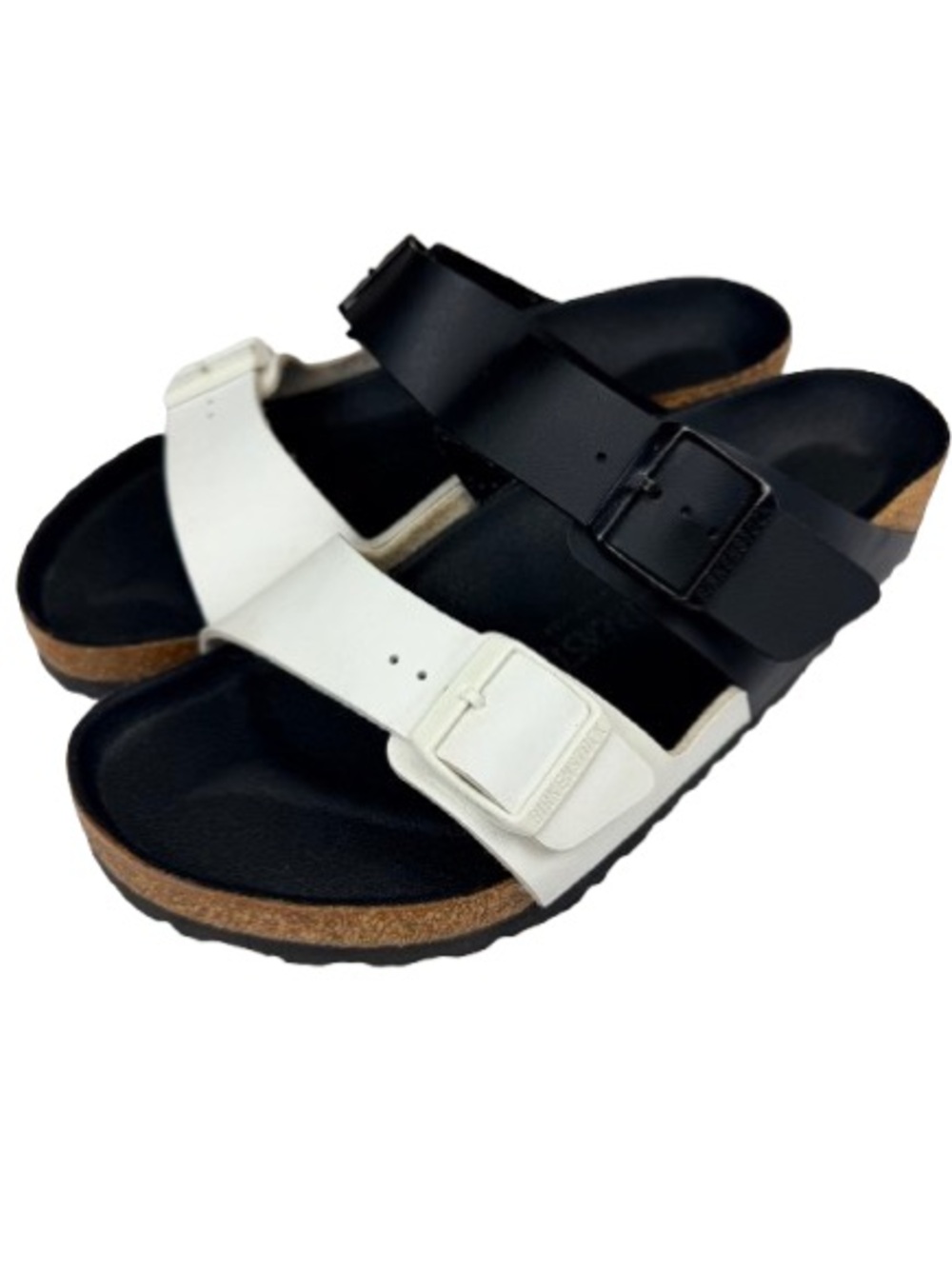 Birkenstock Arizona Split Black White Birko-Flor Sandals EU 42 Unisex Normcore - Picture 2 of 14